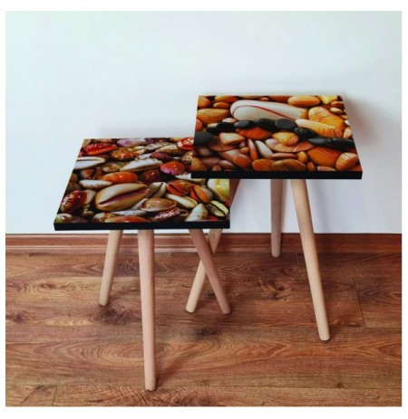 Set tavoline (2 Pc) Kalune Design 2Shp412 - Orange Orange Cream