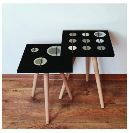 Set tavoline (2 Pc) Kalune Design 2Shp413 - Black Black Beige Grey