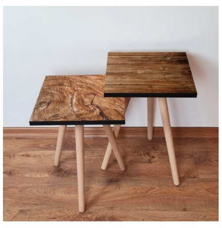 Set tavoline (2 Pc) Kalune Design 2Shp425 - Brown Brown