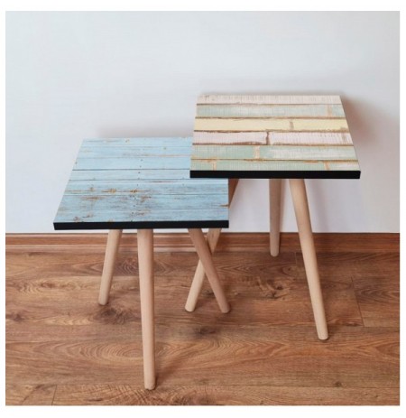 Set tavoline (2 Pc) Kalune Design 2Shp439 - Blue Blue Green Yellow White
