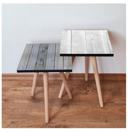 Set tavoline (2 Pc) Kalune Design 2Shp449 - Grey Grey White
