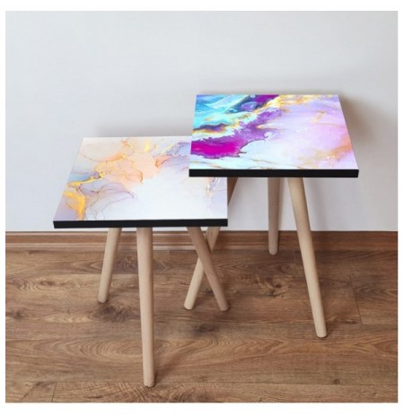 Set tavoline (2 Pc) Kalune Design 2Shp470 - Multicolor Multicolor