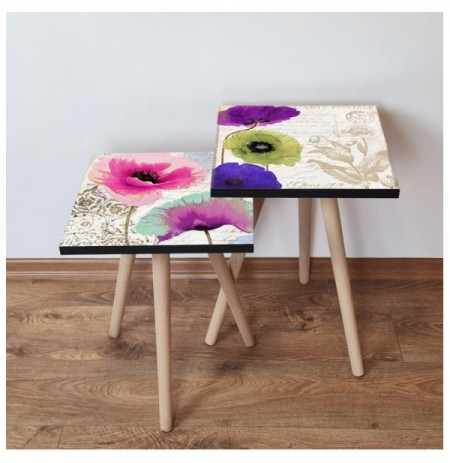 Set tavoline (2 Pc) Kalune Design 2Shp489 - Multicolor Multicolor