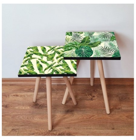 Set tavoline (2 Pc) Kalune Design 2Shp498 - Green Green White