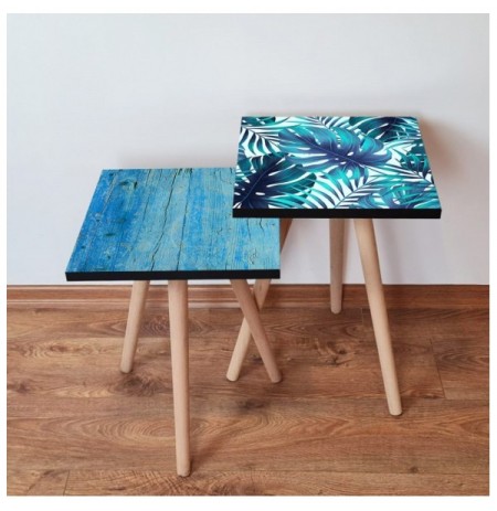 Set tavoline (2 Pc) Kalune Design 2Shp499 - Blue Blue White
