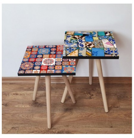 Set tavoline (2 Pc) Kalune Design 2Shp510 - Multicolor Multicolor