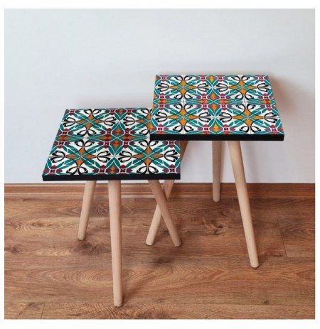 Set tavoline (2 Pc) Kalune Design 2Shp512 - Multicolor Multicolor
