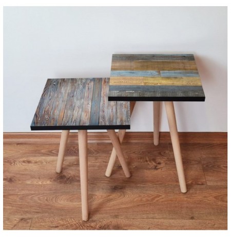 Set tavoline (2 Pc) Kalune Design 2Shp519 - Grey Grey Blue Brown Camel