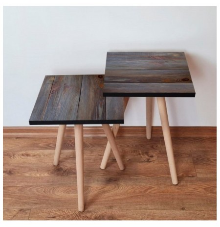 Set tavoline (2 Pc) Kalune Design 2Shp120 - Brown Brown Grey