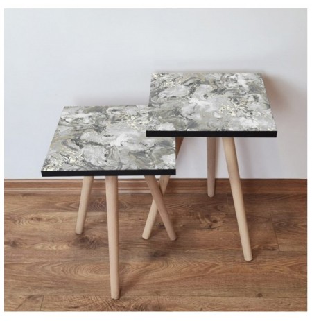 Set tavoline (2 Pc) Kalune Design 2Shp133 - Grey Grey Beige White