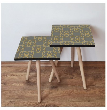 Set tavoline (2 Pc) Kalune Design 2Shp135 - Grey Grey Gold