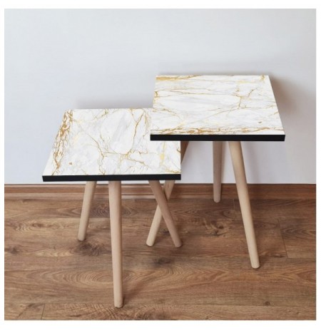 Set tavoline (2 Pc) Kalune Design 2Shp183 - White White Gold