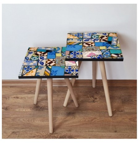 Set tavoline (2 Pc) Kalune Design 2Shp25 - Multicolor Multicolor