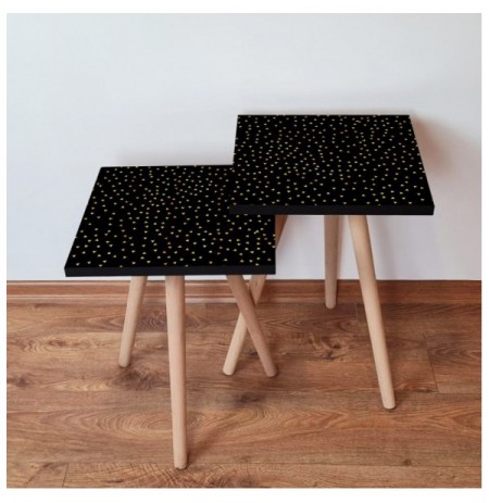 Set tavoline (2 Pc) Kalune Design 2Shp250 - Black, Gold Black Gold