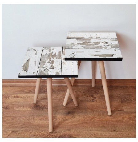 Set tavoline (2 Pc) Kalune Design 2Shp3 - White White Brown
