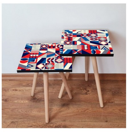 Set tavoline (2 Pc) Kalune Design 2Shp323 - Multicolor Multicolor