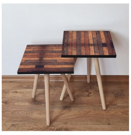 Set tavoline (2 Pc) Kalune Design 2Shp332 - Camel Brown
