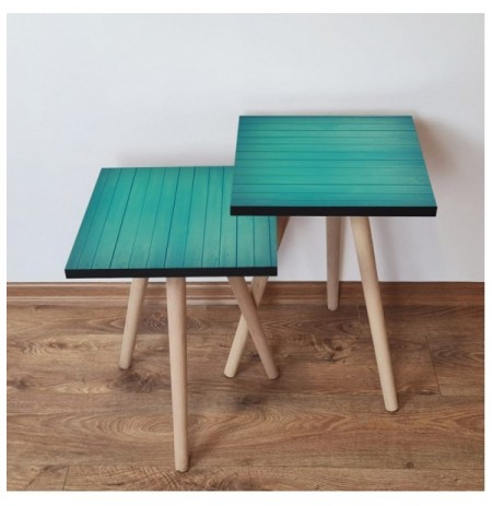 Set tavoline (2 Pc) Kalune Design 2Shp333 - Turquoise Turquoise