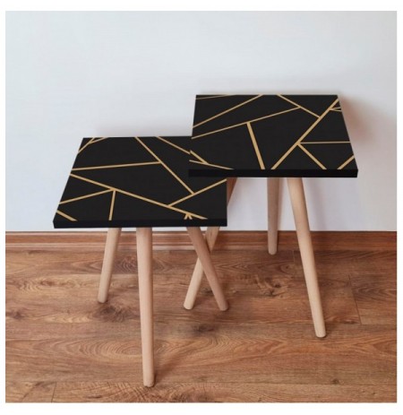 Set tavoline (2 Pc) Kalune Design 2Shp334 - Black Black Gold