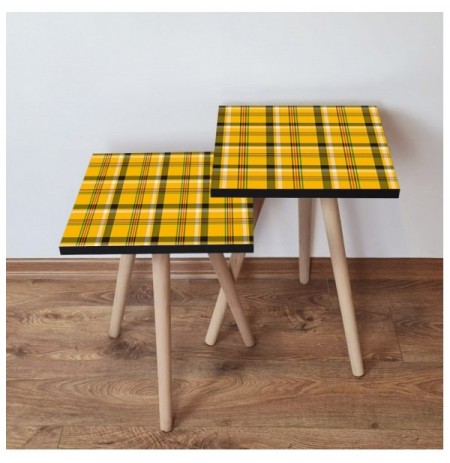 Set tavoline (2 Pc) Kalune Design 2Shp336 - Mustard Mustard Red Green Black
