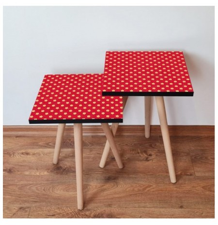 Set tavoline (2 Pc) Kalune Design 2Shp337 - Red Red Yellow