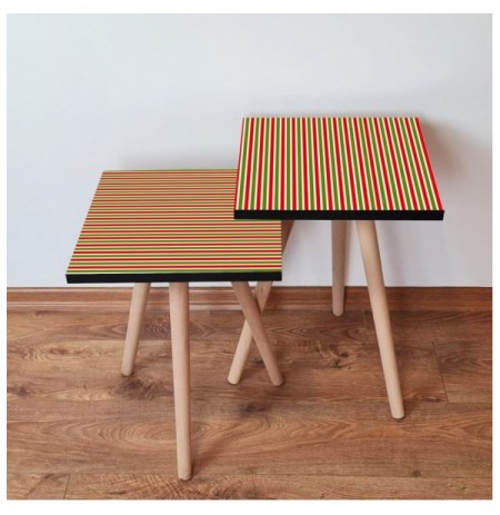 Set tavoline (2 Pc) Kalune Design 2Shp338 - Red Red Green White