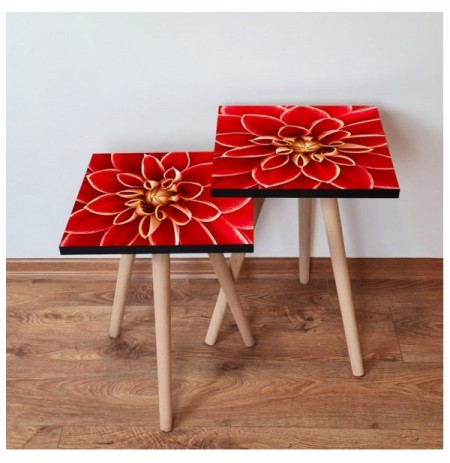 Set tavoline (2 Pc) Kalune Design 2Shp361 - Red Red Yellow
