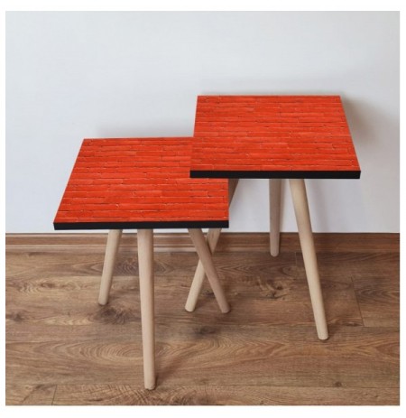 Set tavoline (2 Pc) Kalune Design 2Shp371 - Red Red