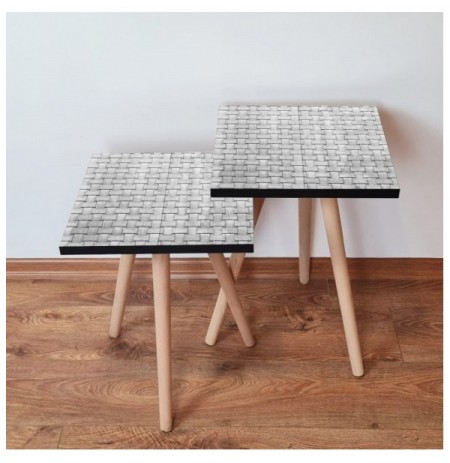 Set tavoline (2 Pc) Kalune Design 2Shp373 - Grey Grey White