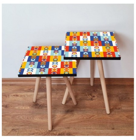 Set tavoline (2 Pc) Kalune Design 2Shp375 - Multicolor Multicolor