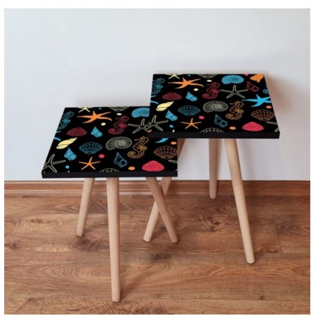 Set tavoline (2 Pc) Kalune Design 2Shp376 - Multicolor Multicolor