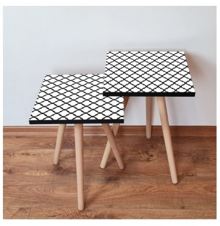 Set tavoline (2 Pc) Kalune Design 2Shp393 - White White Black