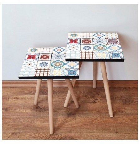 Set tavoline (2 Pc) Kalune Design 2Shp398 - Multicolor Multicolor