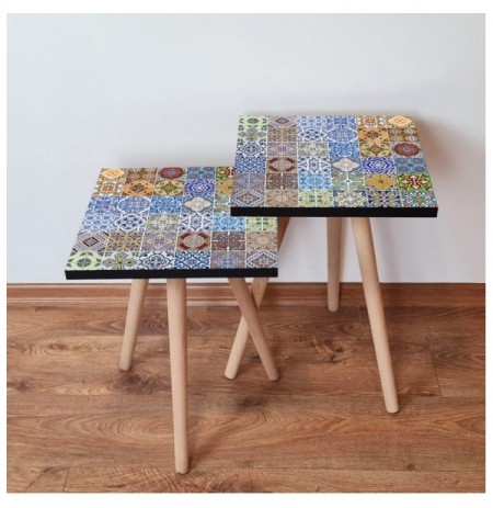 Set tavoline (2 Pc) Kalune Design 2Shp59 - Multicolor Multicolor