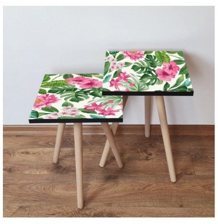 Set tavoline (2 Pc) Kalune Design 2Shp97 - Green Green Pink White