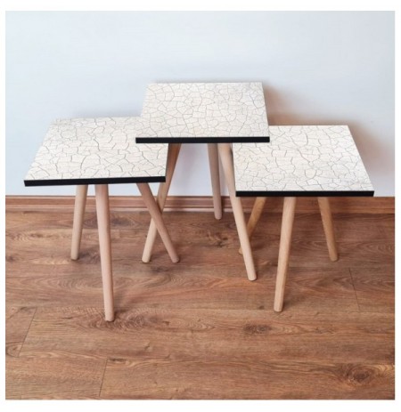 Set tavoline (3 Pc) Kalune Design 3Shp221 - White White Grey