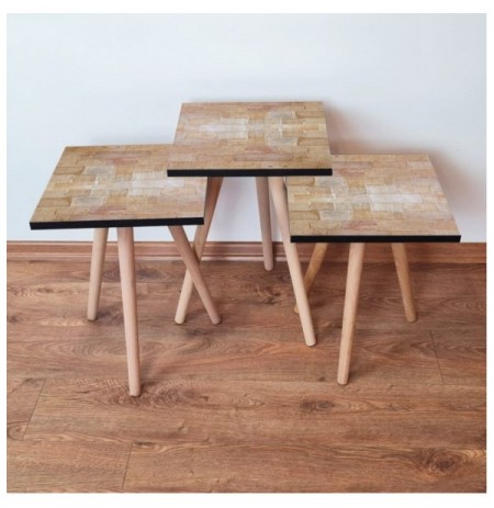 Set tavoline (3 Pc) Kalune Design 3Shp223 - Beige Beige