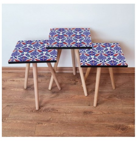 Set tavoline (3 Pc) Kalune Design 3Shp224 - Multicolor Multicolor