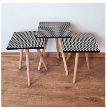 Set tavoline (3 Pc) Kalune Design 3Shp227 - White White Black