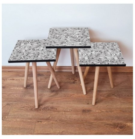 Set tavoline (3 Pc) Kalune Design 3Shp229 - White White Black