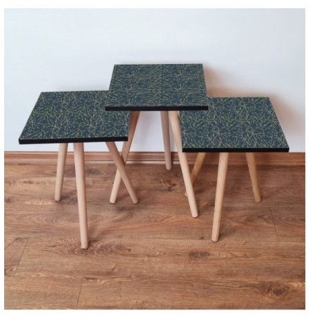 Set tavoline (3 Pc) Kalune Design 3Shp236 - Grey Grey Gold