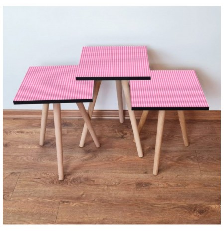 Set tavoline (3 Pc) Kalune Design 3Shp240 - Pink Pink White