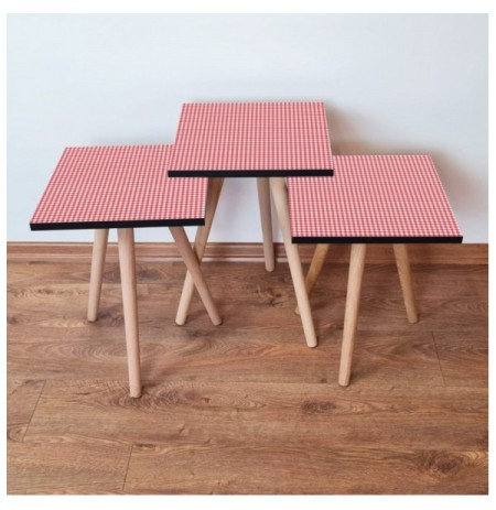 Set tavoline (3 Pc) Kalune Design 3Shp241 - Red Red White