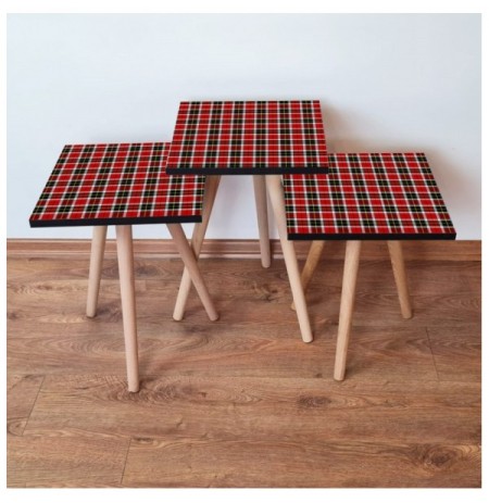 Set tavoline (3 Pc) Kalune Design 3Shp246 - Red Red Black Yellow