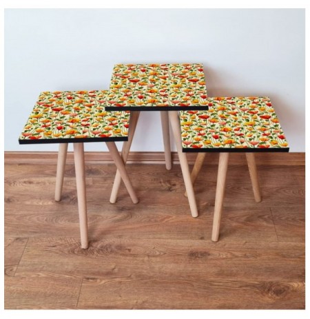 Set tavoline (3 Pc) Kalune Design 3Shp248 - Multicolor Multicolor