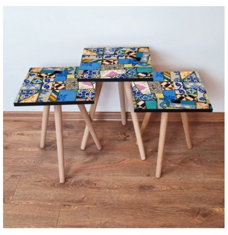 Set tavoline (3 Pc) Kalune Design 3Shp25 - Multicolor Multicolor