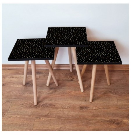 Set tavoline (3 Pc) Kalune Design 3Shp250 - Black Black Gold