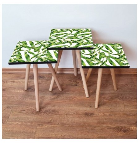 Set tavoline (3 Pc) Kalune Design 3Shp253 - Green Green White