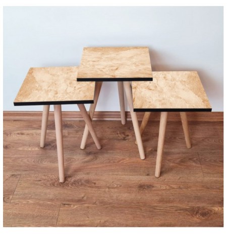 Set tavoline (3 Pc) Kalune Design 3Shp254 - Beige Beige
