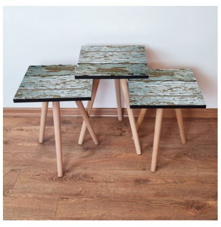 Set tavoline (3 Pc) Kalune Design 3Shp257 - Green Green Brown